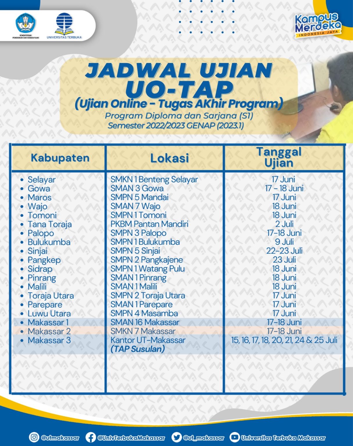 Jadwal Ujian Akhir Semester (UAS)Universitas Terbuka Makassar ...