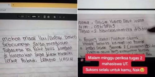 Viral Mahasiswi UT Tulis Tangan Kerjakan Tugas, Tak Punya Laptop Tapi Punya Tekad Besi